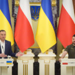 
              Ukrainian President Volodymyr Zelenskyy, right, and Polish President Andrzej Duda, attend a news conference after their meeting in Kyiv, Ukraine, Sunday, May 22, 2022. (AP Photo/Efrem Lukatsky)
            