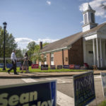 
              People arrive at an polling location at the Fox Chapel Presbyterian Church for Pennsylvania's primary elections on Tuesday, May 17, 2022, in Fox Chapel, Pa. (Stephanie Strasburg/Pittsburgh Post-Gazette via AP)
            
