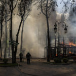
              Firefighters extinguish a fire following a Russian bombardment at a park in Kharkiv, Ukraine, Tuesday, May 3, 2022. (AP Photo/Felipe Dana)
            