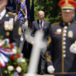 
              President Joe Biden arrives to lay a wreath at The Tomb of the Unknown Soldier at Arlington National Cemetery on Memorial Day, Monday, May 30, 2022, in Arlington, Va. (AP Photo/Andrew Harnik)
            