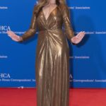 
              Actress Brooke Shields poses for photographers as she arrives at the annual White House Correspondents Association Dinner in Washington, Saturday, April 30, 2022. (AP Photo/Jose Luis Magana)
            