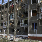 
              A view of an apartment building destroyed by night shelling in Kramatorsk, Ukraine, Thursday, May 5, 2022. (AP Photo/Andriy Andriyenko)
            