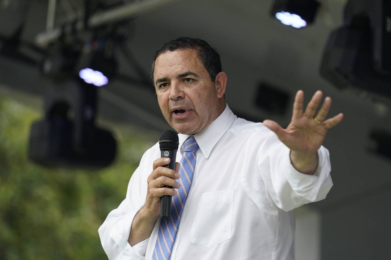 FILE - U.S. Rep. Henry Cuellar, D-Laredo, speaks during a campaign event, Wednesday, May 4, 2022, i...