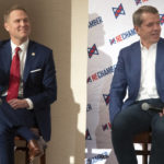 
              FILE - Nebraska Republican gubernatorial candidates Brett Lindstrom, left, and Jim Pillen attend a candidate forum Feb. 3, 2022, in Lincoln, Neb. The top race in Tuesday’s primary elections in Nebraska and West Virginia is a heavily contested Republican primary. (Justin Wan/Lincoln Journal Star via AP, File)
            