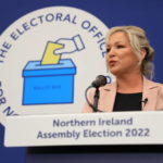 
              Sinn Fein's Michelle O'Neill speaks after topping the poll at the Medow Bank election count centre on Saturday, May, 7, 2022, in Magherafelt , Northern Ireland. (AP Photo/Peter Morrison)
            