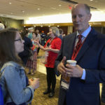 
              Gubernatorial candidate and former Minnesota Senate Majority Leader Paul Gazelka works the delegates to the Minnesota GOP State Convention on Saturday, May 14, 2022, at the Mayo Civic Center in Rochester, Minn. (AP Photo/Steve Karnowski)
            