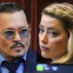 
              This combination of two separate photos shows actors Johnny Depp, left, and Amber Heard in the courtroom for closing arguments at the Fairfax County Circuit Courthouse in Fairfax, Va., on Friday, May 27, 2022. Depp is suing Heard after she wrote an op-ed piece in The Washington Post in 2018 referring to herself as a "public figure representing domestic abuse." (AP Photos/Steve Helber, Pool)
            