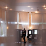 
              A person votes in the Georgia's primary election on Tuesday, May 24, 2022, in Atlanta. (AP Photo/Brynn Anderson)
            