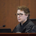
              Judge Penney Azcarate speaks in the courtroom at the Fairfax County Circuit Courthouse in Fairfax, Va., Monday, May 27, 2022. Actor Johnny Depp sued his ex-wife Amber Heard for libel in Fairfax County Circuit Court after she wrote an op-ed piece in The Washington Post in 2018 referring to herself as a "public figure representing domestic abuse." (AP Photo/Steve Helber, Pool)
            