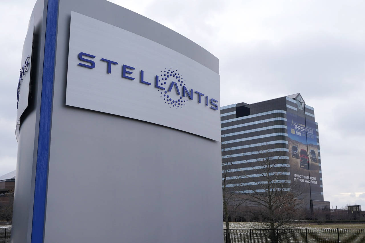 FILE - The Stellantis sign is seen outside the Chrysler Technology Center, in Auburn Hills, Mich. A...