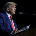 
              Former president Donald Trump speaks during the Leadership Forum at the National Rifle Association Annual Meeting at the George R. Brown Convention Center Friday, May 27, 2022, in Houston. (AP Photo/Michael Wyke)
            