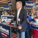 
              Republican candidate for Georgia governor and former U.S. Sen. David Perdue speaks in Dunwoody, Ga. on Monday, May 23, 2022. (AP Photo/Sudhin S. Thanawala)
            