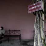 
              A woman waits her turn for confession outside the Cathedral in Salta, Argentina, Monday, May 2, 2022. Eighteen cloistered nuns from the San Bernardo Convent in Salta province have made a formal allegation against the Archbishop Mario Cargnello of Salta and two other members of the church for alleged physical and psychological gender violence. (AP Photo/Natacha Pisarenko)
            