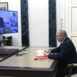 
              Russian President Vladimir Putin attends a meeting on economic issues via videoconference at the Kremlin in Moscow, Russia, Thursday, May 12, 2022. (Mikhail Metzel, Sputnik, Kremlin Pool Photo via AP)
            