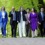 
              From left, Victoria Nuland, Under Secretary of State and Political Director at the U.S. Department of State, Elizabeth Truss, Foreign Minister of the United Kingdom, Jean-Yves Le Drian, Foreign Minister of France, Melanie Joly, Foreign Minister of Canada, Hayashi Yoshimasa, Foreign Minister of Japan, Annalena Baerbock, Luigi Di Maio, Foreign Minister of Italy, and Josep Borrell, High Representative of the EU for Foreign Affairs and Security Policy, walk at the summit of foreign ministers of the G7 group of leading democratic economic powers, in Weissenhäuser Strand, Thursday, May 12, 2022. The meeting under German presidency will be chaired by Foreign Minister. In addition to the USA and Germany, the G7 also includes Great Britain, France, Italy, Canada and Japan. (Marcus Brandt/pool photo via AP)
            