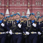 
              Russian servicemen march during the Victory Day military parade in Moscow, Russia, Monday, May 9, 2022, marking the 77th anniversary of the end of World War II. (AP Photo/Alexander Zemlianichenko)
            