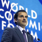 
              The Emir of Qatar, Sheikh Tamim bin Hamad Al Thani speaks during the World Economic Forum in Davos, Switzerland, Monday, May 23, 2022. The annual meeting of the World Economic Forum is taking place in Davos from May 22 until May 26, 2022. (AP Photo/Markus Schreiber)
            
