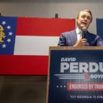 
              David Perdue concedes the primary Republican governor's race to Brian Kemp during his election party on Tuesday, May 24, 2022, in Atlanta. (Jenni Girtman/Atlanta Journal-Constitution via AP)
            