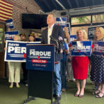 
              Republican candidate for Georgia governor and former U.S. Sen. David Perdue speaks in Dunwoody, Ga. on Monday, May 23, 2022. (AP Photo/Sudhin S. Thanawala)
            