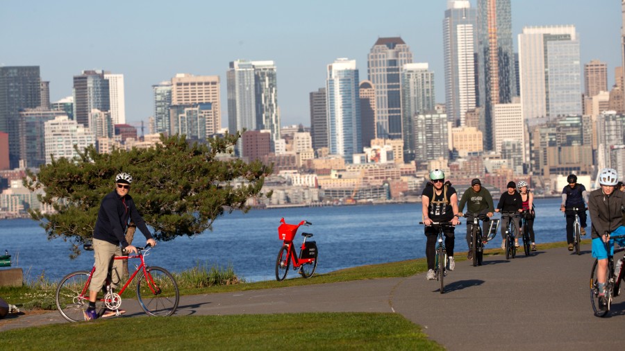 Alki Beach Park in Seattle, Washington. (Photo by Karen Ducey/Getty Images)...