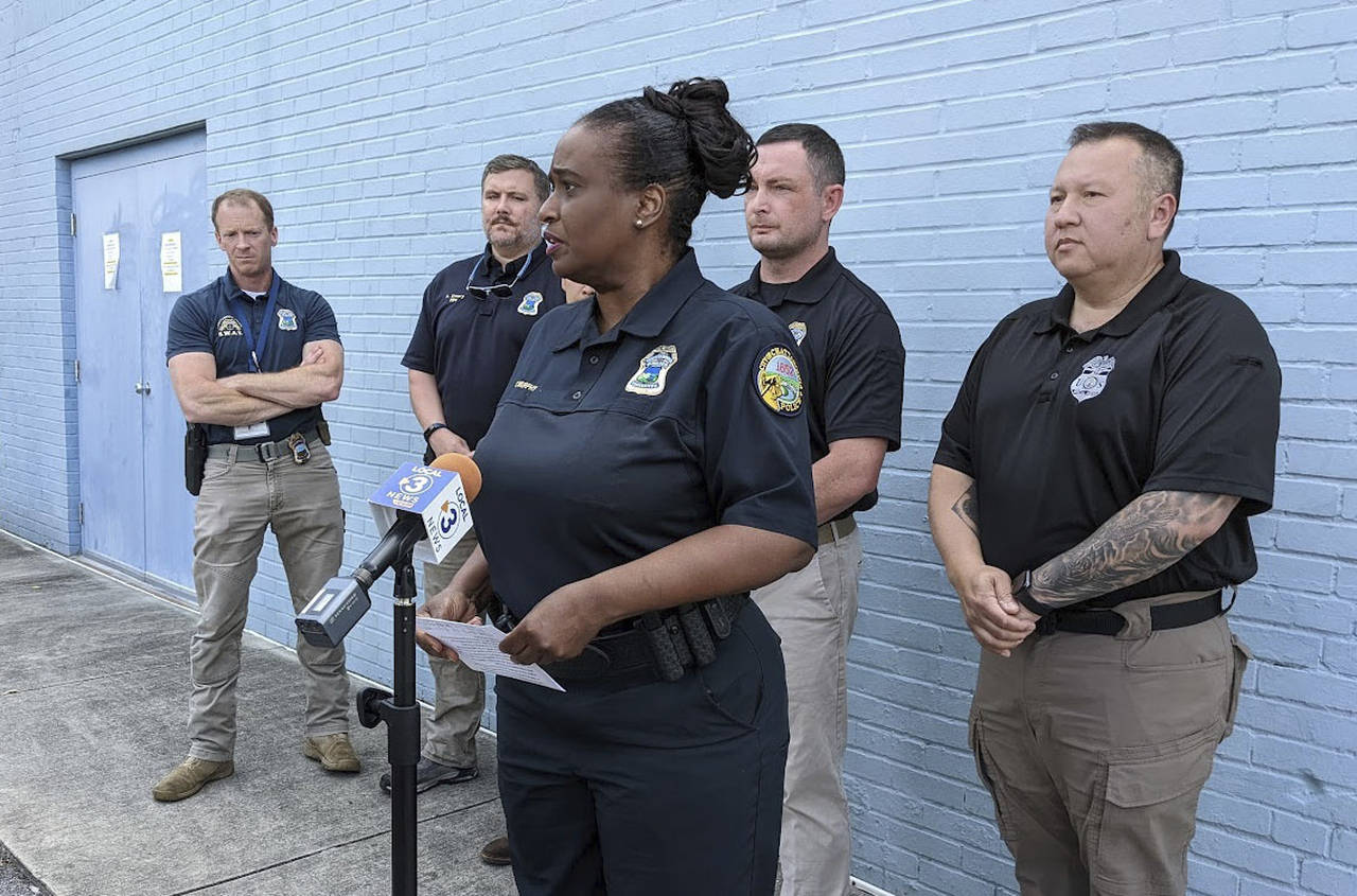 Chattanooga Police Chief Celeste Murphy addresses members of the media at the downtown precinct at ...