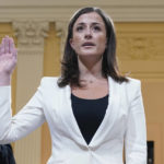 
              Cassidy Hutchinson, former aide to Trump White House chief of staff Mark Meadows, is sworn in to testify as the House select committee investigating the Jan. 6 attack on the U.S. Capitol continues to reveal its findings of a year-long investigation, at the Capitol in Washington, Tuesday, June 28, 2022. (AP Photo/Jacquelyn Martin)
            