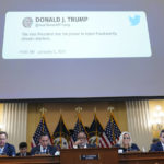 
              A Tweet from former President Donald Trump is displayed on a screen as the House select committee investigating the Jan. 6, 2021, attack on the Capitol holds a hearing at the Capitol in Washington, Thursday, June 16, 2022. Instead of convincing Donald Trump's most loyal supporters of his misdeeds, the revelations from the hearings into the Jan. 6 attack on the Capitol are prompting many of them to reinforce their views that he was correct in falsely asserting a claim to victory.  (AP Photo/Susan Walsh)
            