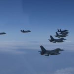 
              In this photo provided by South Korea Defense Ministry, U.S. and South Korea Air Force fighter jets fly in formation during a joint drill on Tuesday, June, 7, 2022. The South Korean and U.S. militaries flew 20 fighter jets over South Korea's western sea Tuesday in a continued show of force as a senior U.S. official warned of a forceful response if North Korea goes ahead with its first nuclear test explosion in nearly five years. (South Korea Defense Ministry via AP)
            