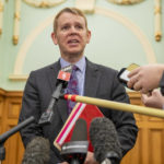 
              New Zealand Police Minister Chris Hipkins during his press conference at Parliament, Wellington, New Zealand, Thursday, June 30, 2022.New Zealand's government has declared that American far-right groups the Proud Boys and The Base are terrorist organizations. (Mark Mitchell/New Zealand Herald via AP)
            