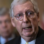 
              Senate Minority Leader Mitch McConnell, R-Ky., speaks with reporters following a closed-door caucus lunch, at the Capitol in Washington, Wednesday, June 22, 2022. (AP Photo/J. Scott Applewhite)
            