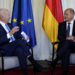 
              President Joe Biden and German Chancellor Olaf Scholz speak during a bilateral meeting at the G7 Summit in Elmau, Germany, Sunday, June 26, 2022. Biden is in Germany to attend the Group of Seven summit of leaders of the world's major industrialized nations. (AP Photo/Susan Walsh)
            
