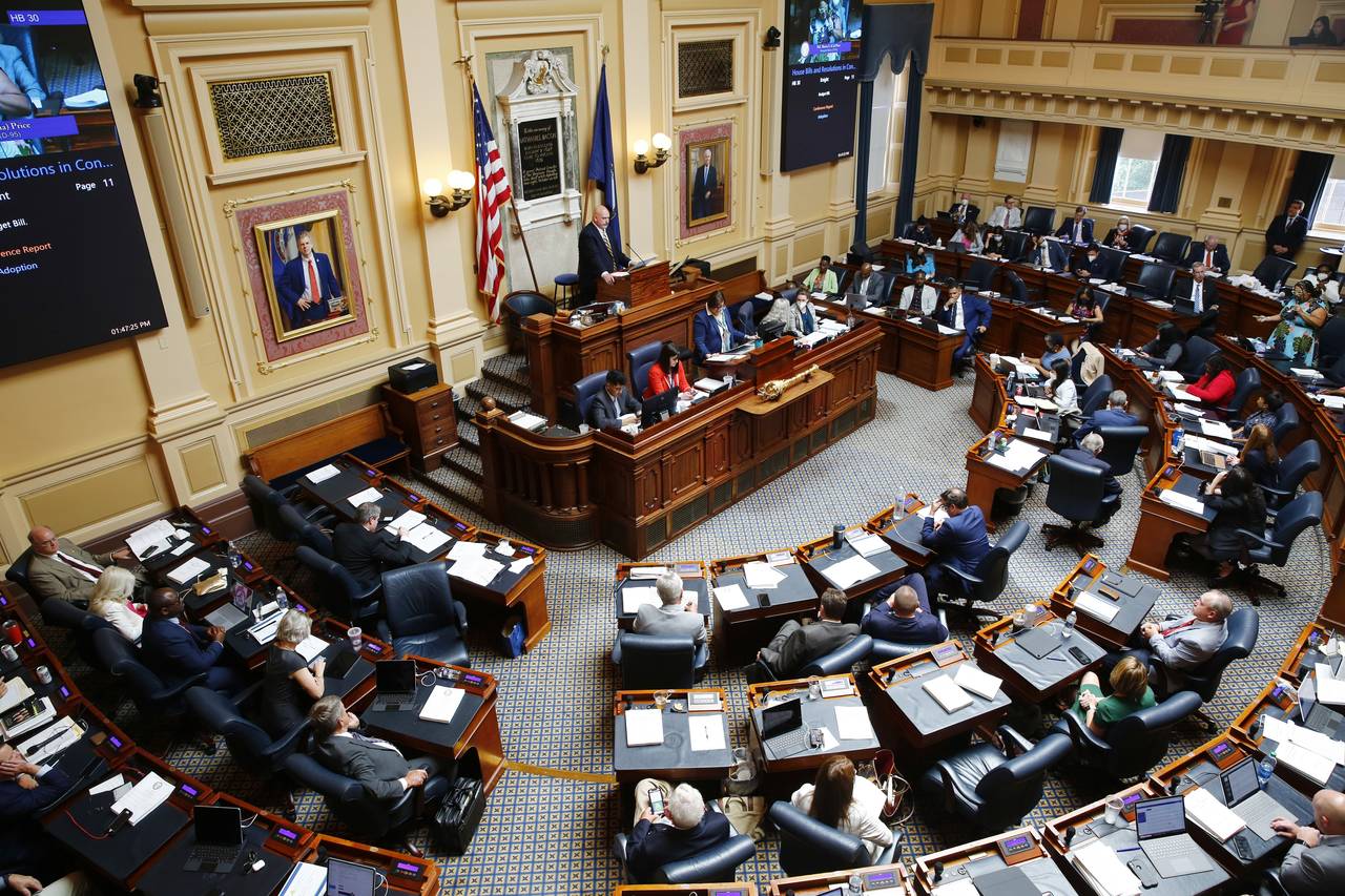 FILE - The Virginia House of Delegates reconvenes in a special session to work on the budget at the...