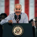 
              FILE - Vice President Joe Biden, shouting "'no means no," speaks at a rape-awarness event at the University of Colorado, in Boulder, Colo., Friday, April 8, 2016. Biden made an impassioned plea for college students to help change the culture on their campus as part of a national effort to address violence against women. (AP Photo/Brennan Linsley, File)
            