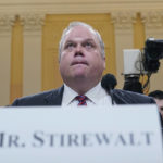 
              Chris Stirewalt, former Fox News political editor, arrives to testify as the House select committee investigating the Jan. 6 attack on the U.S. Capitol continues to reveal its findings of a year-long investigation, at the Capitol in Washington, Monday, June 13, 2022. (AP Photo/Susan Walsh)
            