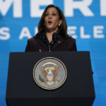 
              Vice President Kamala Harris speaks during the inaugural ceremony of the Summit of the Americas, Wednesday, June 8, 2022, in Los Angeles. (AP Photo/Evan Vucci)
            