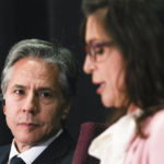 
              U.S. Secretary of State Antony Blinken listens during a meeting as the Summit of the Americas in Los Angeles, Wednesday, June 8, 2022. (Mike Blake/Pool via AP)
            