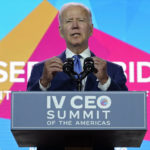 
              President Joe Biden speaks at the IV CEO Summit of the Americas, Thursday, June 9, 2022, in Los Angeles. (AP Photo/Evan Vucci)
            