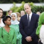 
              Britain's Prince William and Kate, Duchess of Cambridge attend a multi-faith and wreath laying ceremony at base of Grenfell Tower in London, Tuesday, June 14, 2022. The names of the 72 people who lost their lives in a London high-rise tower blaze were read out at a memorial service Tuesday to mark five years since the tragedy. (Peter Nicholls/Pool Photo via AP)
            