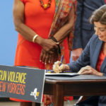 
              FILE — New York Gov. Kathy Hochul signs a package of bills to strengthen gun laws, June 6, 2022, in New York. The Supreme Court, Thursday, June 23, 2022, struck down a restrictive New York gun law in a major ruling for gun rights. (AP Photo/Mary Altaffer, File)
            