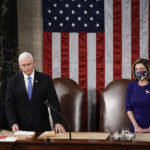 
              FILE - Vice President Mike Pence, left, and Speaker of the House Nancy Pelosi, D-Calif., officiate as a joint session of the House and Senate convenes to count the Electoral College votes cast in the presidential election, at the Capitol in Washington, Wednesday, Jan. 6, 2021.  (AP Photo/J. Scott Applewhite, File)
            