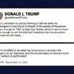 
              In this image from video released by the House Select Committee, a tweet by President Donald Trump is displayed at a hearing by the House select committee investigating the Jan. 6 attack on the U.S. Capitol, Tuesday, June 21, 2022, on Capitol Hill in Washington. (House Select Committee via AP)
            