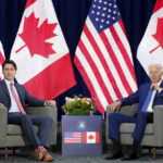 
              Canada Prime Minister Justin Trudeau meets with President Joe Biden at the Summit of the Americas, in Los Angeles, Thursday, June 9, 2022. (Sean Kilpatrick/The Canadian Press via AP)
            