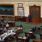 
              Aurora Vasquez, Sandy Hook Promise Vice President for State Policy and Engagement, center, testifies on the second day of a hearing in the state senate chamber, Wednesday, June 22, 2022, in Austin, Texas. The hearing is in response to the recent school shooting at Robb Elementary School in Uvalde, Texas, where two teachers and 19 students were killed. (AP Photo/Eric Gay)
            