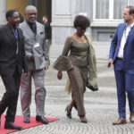 
              The children of Patrice Lumumba, from left, Francois, Roland and Juliana arrive for a ceremony at the Egmont Palace in Brussels, Monday, June 20, 2022. On Monday, more than sixty one years after his death, the mortal remains of Congo's first democratically elected prime minister Patrice Lumumba will be handed over to his children during an official ceremony in Belgium. (AP Photo/Olivier Matthys, Pool)
            