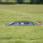 
              The car of U.S. President Joe Biden drives near the G7 venue at Castle Elmau in Kruen, near Garmisch-Partenkirchen, Germany, on Tuesday, June 28, 2022. The Group of Seven leading economic powers are finishing their annual gathering on Tuesday. (AP Photo/Markus Schreiber)
            