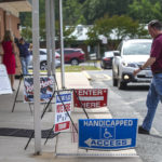 
              Voters enter the Courthouse Community Center to cast their ballots in the Republican primary in Stafford County, Va., on Tuesday, June 21, 2022. (Peter Cihelka/The Free Lance-Star via AP)
            