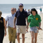 
              President Joe Biden walks on the beach with his granddaughter Natalie Biden, left, and his daughter Ashley Biden, right, Monday, June 20, 2022 at Rehoboth Beach, Del. (AP Photo/Manuel Balce Ceneta)
            