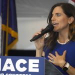 
              U.S. Rep. Nancy Mace of South Carolina speaks to supporters at her election night event after defeating former state Rep. Katie Arrington in the 1st District primary on Tuesday, June 14, 2022, in Mount Pleasant, S.C. Arrington had the backing of former President Donald Trump, who backed Mace during her 2020 run but soured on her following her criticism of him following the Capitol violence in 2021. (AP Photo/Meg Kinnard)
            