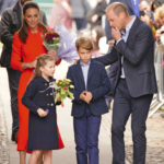 
              Britain's Kate, Duchess of Cambridge, Prince William, Prince George and Princess Charlotte during their visit to Cardiff Castle to meet performers and crew involved in the special Platinum Jubilee Celebration Concert taking place in the castle grounds later in the afternoon, Saturday June 4, 2022, on the third of four days of celebrations to mark the Platinum Jubilee. The events over a long holiday weekend in the U.K. are meant to celebrate the monarch’s 70 years of service. (Ben Birchall/PA via AP)
            