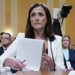 
              Cassidy Hutchinson, former aide to Trump White House chief of staff Mark Meadows, arrives to testify as the House select committee investigating the Jan. 6 attack on the U.S. Capitol continues to reveal its findings of a year-long investigation, at the Capitol in Washington, Tuesday, June 28, 2022. (AP Photo/Jacquelyn Martin)
            